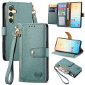 For Samsung Galaxy S24 5G Love Zipper Lanyard Leather Phone Case(Green)