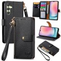 For Samsung Galaxy A25 5G Love Zipper Lanyard Leather Phone Case(Black)