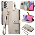 For Samsung Galaxy A33 5G Love Zipper Lanyard Leather Phone Case(Gray)