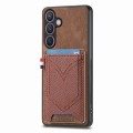 For Samsung Galaxy S24+ 5G Denim Texture Leather Skin Phone Case with Card Slot(Brown)