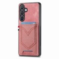 For Samsung Galaxy S24+ 5G Denim Texture Leather Skin Phone Case with Card Slot(Pink)