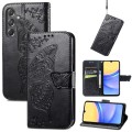 For Samsung Galaxy A15 Butterfly Love Flower Embossed Leather Phone Case(Black)