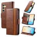 For Samsung Galaxy S24+ 5G CaseNeo Splicing Dual Magnetic Buckle Leather Phone Case(Brown)