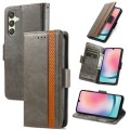 For Samsung Galaxy A55 CaseNeo Splicing Dual Magnetic Buckle Leather Phone Case(Gray)