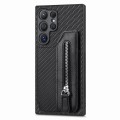 For Samsung Galaxy S24 Ultra 5G Carbon Fiber Horizontal Flip Zipper Wallet Phone Case(Black)