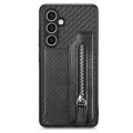 For Samsung Galaxy S23 FE 5G Carbon Fiber Horizontal Flip Zipper Wallet Phone Case(Black)