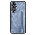 For Samsung Galaxy S23 FE 5G Carbon Fiber Horizontal Flip Zipper Wallet Phone Case(Blue)