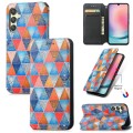 For Samsung Galaxy A25 5G CaseNeo Colorful Magnetic Leather Phone Case(Rhombus Mandala)