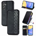 For Samsung Galaxy A15 Cubic Grid Pressed Magnetic Leather Phone Case(Black)