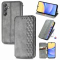 For Samsung Galaxy A15 Cubic Grid Pressed Magnetic Leather Phone Case(Grey)