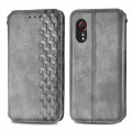 For Samsung Galaxy XCover 5 Cubic Grid Pressed Magnetic Leather Phone Case(Grey)