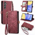 For Samsung Galaxy A15 Geometric Zipper Wallet Side Buckle Leather Phone Case(Red)