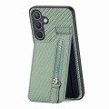 For Samsung Galaxy S24+ 5G Carbon Fiber Vertical Flip Zipper Phone Case(Green)