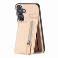 For Samsung Galaxy S24+ 5G Carbon Fiber Vertical Flip Zipper Phone Case(Khaki)