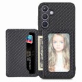 For Samsung Galaxy S24 5G Carbon Fiber Magnetic Card Wallet RFID Blocking Phone Case(Black)