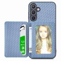 For Samsung Galaxy S24 5G Carbon Fiber Magnetic Card Wallet RFID Blocking Phone Case(Blue)
