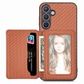 For Samsung Galaxy S24 5G Carbon Fiber Magnetic Card Wallet RFID Blocking Phone Case(Brown)