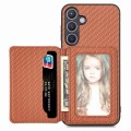 For Samsung Galaxy S24+ 5G Carbon Fiber Magnetic Card Wallet RFID Blocking Phone Case(Brown)