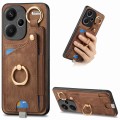 For Xiaomi Redmi Note 13 Pro+ Retro Skin-feel Ring Card Bag Phone Case with Hang Loop(Brown)