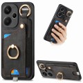 For Xiaomi Redmi Note 13 Pro+ Retro Skin-feel Ring Card Bag Phone Case with Hang Loop(Black)