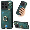 For Xiaomi 14 Pro Retro Skin-feel Ring Card Bag Phone Case with Hang Loop(Green)