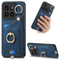 For Xiaomi 14 Pro Retro Skin-feel Ring Card Bag Phone Case with Hang Loop(Blue)