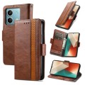 For Redmi Note 13 CaseNeo Splicing Dual Magnetic Buckle Leather Phone Case(Brown)