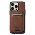 For iPhone 15 Pro Max Suteni H16 Litchi Texture Leather Detachable Wallet Back Phone Case(Brown)