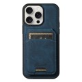 For iPhone 15 Pro Suteni H16 Litchi Texture Leather Detachable Wallet Back Phone Case(Blue)