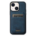 For iPhone 14 Suteni H16 Litchi Texture Leather Detachable Wallet Back Phone Case(Blue)