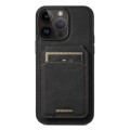 For iPhone 13 Pro Suteni H16 Litchi Texture Leather Detachable Wallet Back Phone Case(Black)