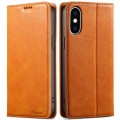 For iPhone XS Max Suteni J02 Oil Wax Wallet Leather Phone Case(Khaki)