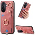 For Huawei Enjoy 50/nova Y70/Y70+ Retro Skin-feel Ring Card Bag Phone Case with Hang Loop(Pink)