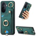 For Huawei Enjoy 50/nova Y70/Y70+ Retro Skin-feel Ring Card Bag Phone Case with Hang Loop(Green)