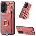 For Huawei nova 10 SE 4G Retro Skin-feel Ring Card Bag Phone Case with Hang Loop(Pink)