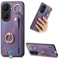 For Huawei nova 10 SE 4G Retro Skin-feel Ring Card Bag Phone Case with Hang Loop(Purple)