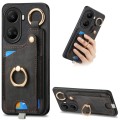 For Huawei nova 10 SE 4G Retro Skin-feel Ring Card Bag Phone Case with Hang Loop(Black)