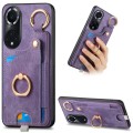 For Huawei nova 9 Retro Skin-feel Ring Card Bag Phone Case with Hang Loop(Purple)