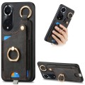 For Huawei nova 9 Retro Skin-feel Ring Card Bag Phone Case with Hang Loop(Black)