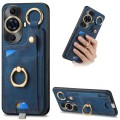 For Huawei nova 11 Pro 4G Retro Skin-feel Ring Card Bag Phone Case with Hang Loop(Blue)