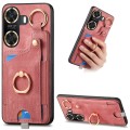 For Huawei Enjoy 60 Retro Skin-feel Ring Card Bag Phone Case with Hang Loop(Pink)