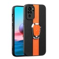 For Xiaomi Redmi Note 10 4G Magnetic Litchi Leather Back Phone Case with Holder(Orange)