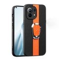 For Xiaomi Mi 11 Lite Magnetic Litchi Leather Back Phone Case with Holder(Orange)