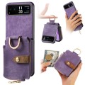 For Motorola Razr 40 Retro Skin-feel Ring Multi-card Wallet Phone Case(Purple)