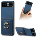For Motorola Razr 40 Ultra Retro Skin-feel Ring Multi-card Wallet Phone Case(Blue)