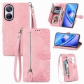 For Blackview A200 Pro Embossed Flower Zipper Leather Phone Case(Pink)