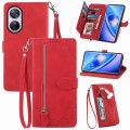 For Blackview A200 Pro Embossed Flower Zipper Leather Phone Case(Red)