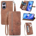 For Blackview A200 Pro Embossed Flower Zipper Leather Phone Case(Brown)