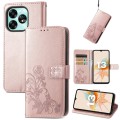 For Umidige A15 Four-leaf Clasp Embossed Buckle Leather Phone Case(Rose Gold)