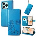 For Umidige A15 Four-leaf Clasp Embossed Buckle Leather Phone Case(Blue)